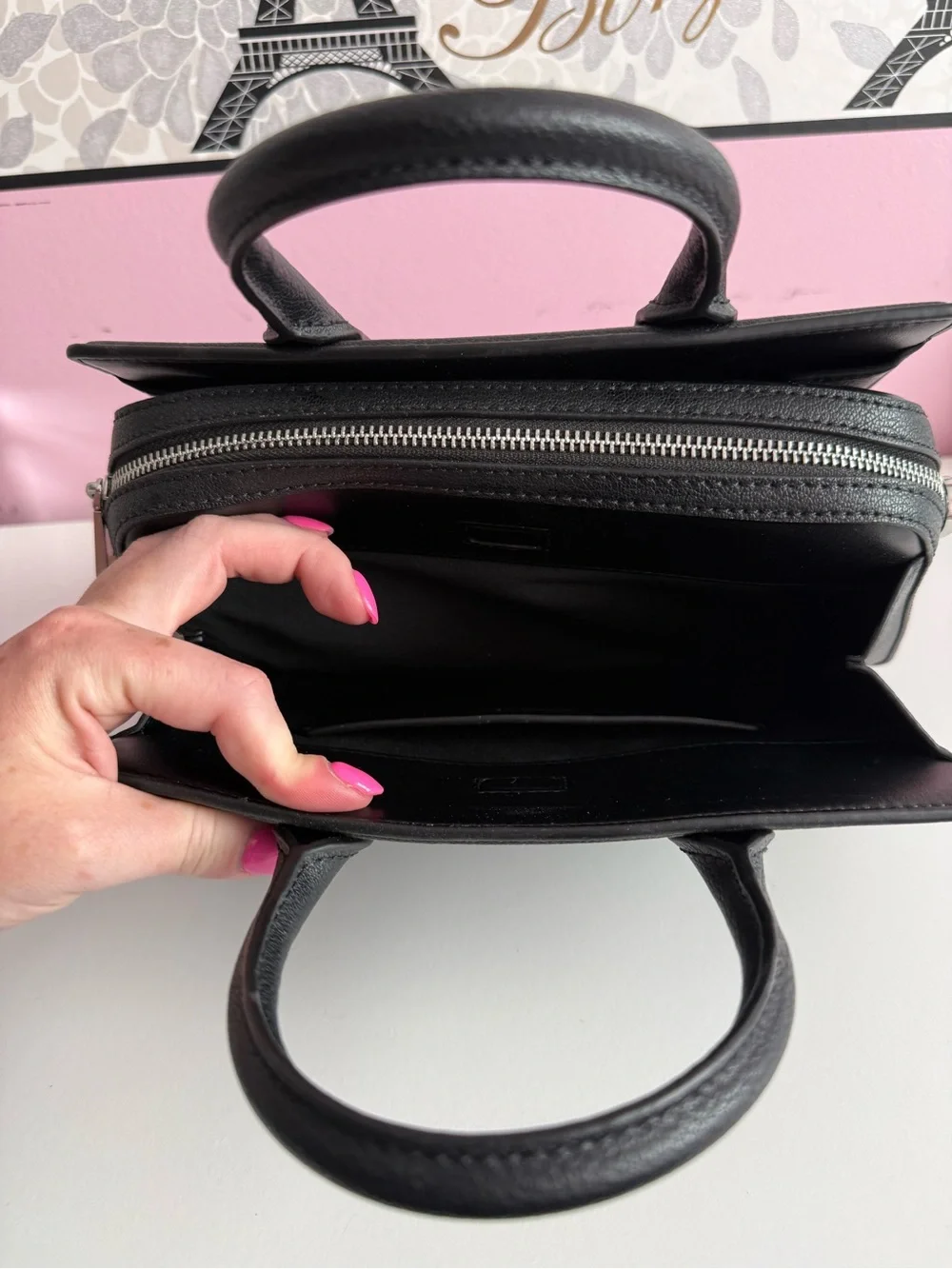 Michael Kors Black Pebbled Leather Structured Satchel